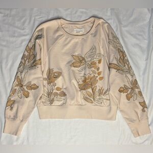 Anthropologie Floral Embroidered Sweatshirt